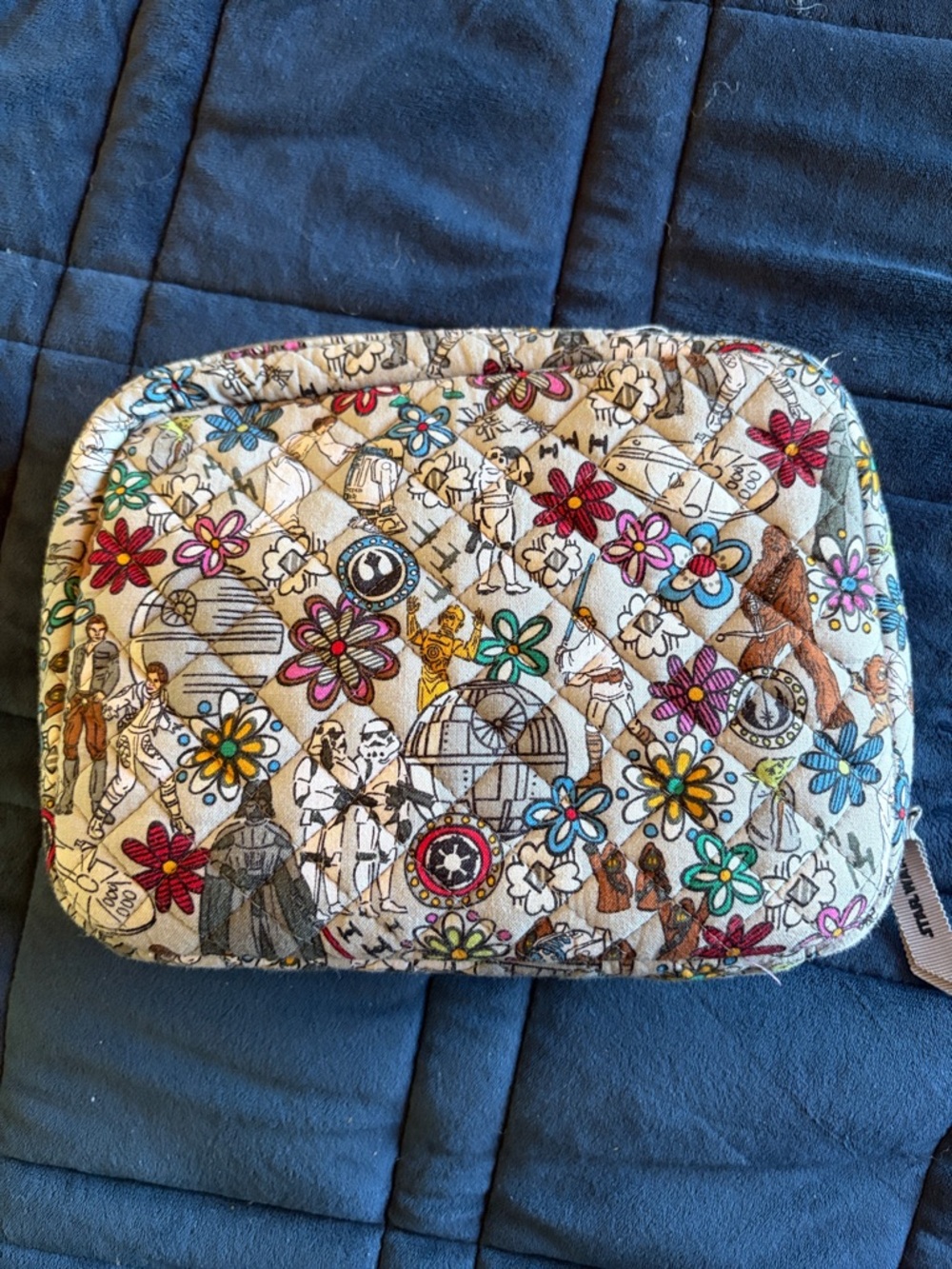 Vera Bradley Beige Quilted Star Wars Floral Cosmetic Pouch